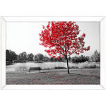 Branco e Vermelho 19 - Quadro com Moldura - Preto, Marrom, Rústica ou Branco