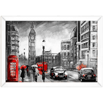 Branco e Vermelho 21 - Quadro com Moldura - Preto, Marrom, Rústica ou Branco