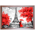 Branco e Vermelho 23 - Quadro com Moldura - Preto, Marrom, Rústica ou Branco