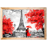 Branco e Vermelho 23 - Quadro com Moldura - Preto, Marrom, Rústica ou Branco