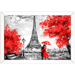 Branco e Vermelho 23 - Quadro com Moldura - Preto, Marrom, Rústica ou Branco