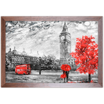 Branco e Vermelho 24 - Quadro com Moldura - Preto, Marrom, Rústica ou Branco