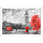 Branco e Vermelho 24 - Quadro com Moldura - Preto, Marrom, Rústica ou Branco