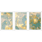 Conjunto 01 - Imagem Marmorizada com 3 Quadros - Com Moldura - Preto, Marrom, Rústica ou Branco