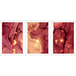 Conjunto 02 - Imagem Marmorizada com 3 Quadros - Com Moldura - Preto, Marrom, Rústica ou Branco