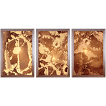 Conjunto 03 - Imagem Marmorizada com 3 Quadros - Com Moldura - Preto, Marrom, Rústica ou Branco