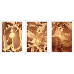 Conjunto 03 - Imagem Marmorizada com 3 Quadros - Com Moldura - Preto, Marrom, Rústica ou Branco