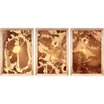 Conjunto 03 - Imagem Marmorizada com 3 Quadros - Com Moldura - Preto, Marrom, Rústica ou Branco