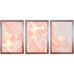 Conjunto 05 - Imagem Marmorizada com 3 Quadros - Com Moldura - Preto, Marrom, Rústica ou Branco