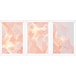 Conjunto 05 - Imagem Marmorizada com 3 Quadros - Com Moldura - Preto, Marrom, Rústica ou Branco