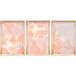 Conjunto 05 - Imagem Marmorizada com 3 Quadros - Com Moldura - Preto, Marrom, Rústica ou Branco