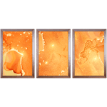 Conjunto 07 - Imagem Marmorizada com 3 Quadros - Com Moldura - Preto, Marrom, Rústica ou Branco