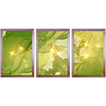 Conjunto 09 - Imagem Marmorizada com 3 Quadros - Com Moldura - Preto, Marrom, Rústica ou Branco