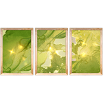 Conjunto 09 - Imagem Marmorizada com 3 Quadros - Com Moldura - Preto, Marrom, Rústica ou Branco