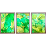 Conjunto 10 - Imagem Marmorizada com 3 Quadros - Com Moldura - Preto, Marrom, Rústica ou Branco