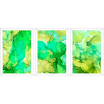 Conjunto 10 - Imagem Marmorizada com 3 Quadros - Com Moldura - Preto, Marrom, Rústica ou Branco