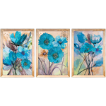 Conjunto 24 - Imagem Preto e Dourado com 3 Quadros - Com Moldura - Preto, Marrom, Rústica ou Branco