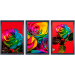 Conjunto 27 - Imagem Preto e Dourado com 3 Quadros - Com Moldura - Preto, Marrom, Rústica ou Branco