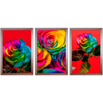 Conjunto 27 - Imagem Preto e Dourado com 3 Quadros - Com Moldura - Preto, Marrom, Rústica ou Branco