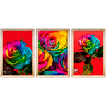 Conjunto 27 - Imagem Preto e Dourado com 3 Quadros - Com Moldura - Preto, Marrom, Rústica ou Branco