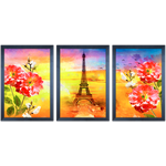 Conjunto 28 - Imagem Preto e Dourado com 3 Quadros - Com Moldura - Preto, Marrom, Rústica ou Branco