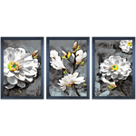 Conjunto 30 - Imagem Preto e Dourado com 3 Quadros - Com Moldura - Preto, Marrom, Rústica ou Branco