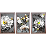 Conjunto 30 - Imagem Preto e Dourado com 3 Quadros - Com Moldura - Preto, Marrom, Rústica ou Branco