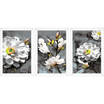 Conjunto 30 - Imagem Preto e Dourado com 3 Quadros - Com Moldura - Preto, Marrom, Rústica ou Branco