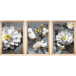 Conjunto 30 - Imagem Preto e Dourado com 3 Quadros - Com Moldura - Preto, Marrom, Rústica ou Branco