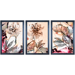 Conjunto 31 - Imagem Preto e Dourado com 3 Quadros - Com Moldura - Preto, Marrom, Rústica ou Branco