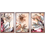 Conjunto 31 - Imagem Preto e Dourado com 3 Quadros - Com Moldura - Preto, Marrom, Rústica ou Branco