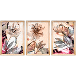 Conjunto 31 - Imagem Preto e Dourado com 3 Quadros - Com Moldura - Preto, Marrom, Rústica ou Branco