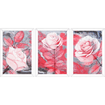 Conjunto 32 - Imagem Preto e Dourado com 3 Quadros - Com Moldura - Preto, Marrom, Rústica ou Branco