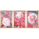 Conjunto 32 - Imagem Preto e Dourado com 3 Quadros - Com Moldura - Preto, Marrom, Rústica ou Branco