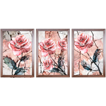 Conjunto 33 - Imagem Preto e Dourado com 3 Quadros - Com Moldura - Preto, Marrom, Rústica ou Branco