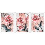 Conjunto 33 - Imagem Preto e Dourado com 3 Quadros - Com Moldura - Preto, Marrom, Rústica ou Branco