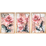 Conjunto 33 - Imagem Preto e Dourado com 3 Quadros - Com Moldura - Preto, Marrom, Rústica ou Branco