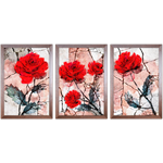 Conjunto 34 - Imagem Preto e Dourado com 3 Quadros - Com Moldura - Preto, Marrom, Rústica ou Branco