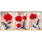 Conjunto 34 - Imagem Preto e Dourado com 3 Quadros - Com Moldura - Preto, Marrom, Rústica ou Branco