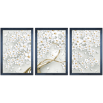 Conjunto 36 - Imagem Preto e Dourado com 3 Quadros - Com Moldura - Preto, Marrom, Rústica ou Branco