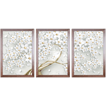 Conjunto 36 - Imagem Preto e Dourado com 3 Quadros - Com Moldura - Preto, Marrom, Rústica ou Branco