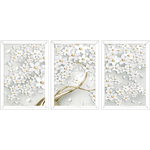 Conjunto 36 - Imagem Preto e Dourado com 3 Quadros - Com Moldura - Preto, Marrom, Rústica ou Branco