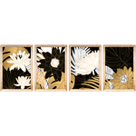 Conjunto 01 - Imagem Preto e Dourado com 4 Quadros - Com Moldura - Preto, Marrom, Rústica ou Branco