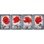 Conjunto 02 - Imagem Preto e Dourado com 4 Quadros - Com Moldura - Preto, Marrom, Rústica ou Branco