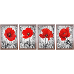 Conjunto 02 - Imagem Preto e Dourado com 4 Quadros - Com Moldura - Preto, Marrom, Rústica ou Branco