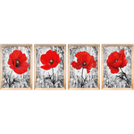 Conjunto 02 - Imagem Preto e Dourado com 4 Quadros - Com Moldura - Preto, Marrom, Rústica ou Branco