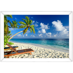 Praia 01 - Quadro com Moldura - Preto, Marrom, Rústico ou Branco