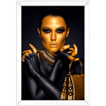 Preto e Dourado 02 - Quadro com Moldura - Preto, Marrom, Rústico ou Branco