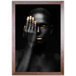 Preto e Dourado 03 - Quadro com Moldura - Preto, Marrom, Rústico ou Branco
