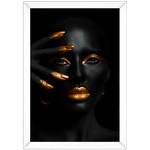 Preto e Dourado 05 - Quadro com Moldura - Preto, Marrom, Rústico ou Branco